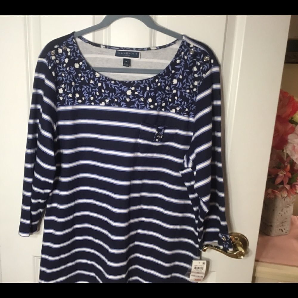 NWT. Karen Scott 3/4 Sleeve Tee Sz Various Plus